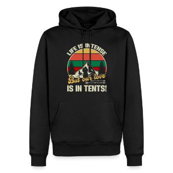 Mari Et Femme Camping Partenaire Couple Assorti - Sweat à capuche Premium bio Homme - noir - Devant - Nico (187cm)