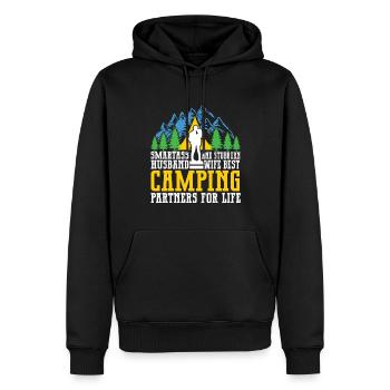 Mari Et Femme Camping Partenaire Couple Assorti - Sweat à capuche Premium bio Homme - noir - Devant - Nico (187cm)
