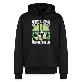 Mari Et Femme Camping Partenaire Couple Assorti - Sweat à capuche Premium bio Homme - noir - Devant - Nico (187cm)