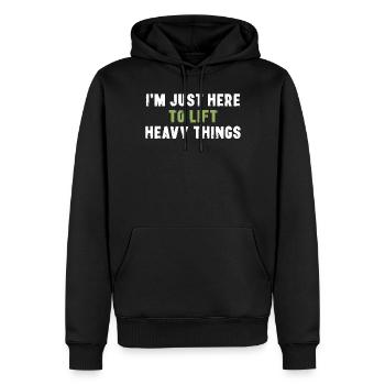 Je suis juste là pour soulever des choses lourdes en dynamophilie - Sweat à capuche Premium bio Homme - noir - Devant - Nico (187cm)