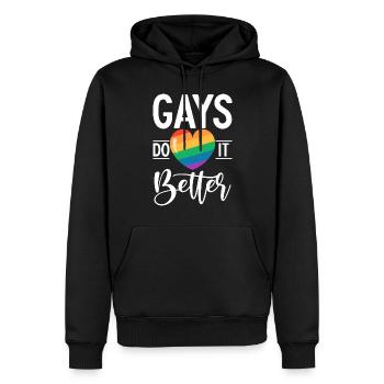 Gay Gifts - Männer Premium Bio Hoodie - Schwarz - Vorne - Nico (187cm)