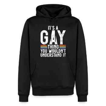 Gay Gifts - Männer Premium Bio Hoodie - Schwarz - Vorne - Nico (187cm)