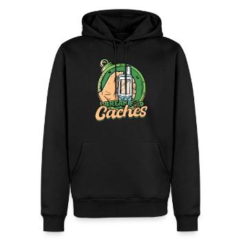 Géocache - Sweat à capuche Premium bio Homme - noir - Devant - Nico (187cm)