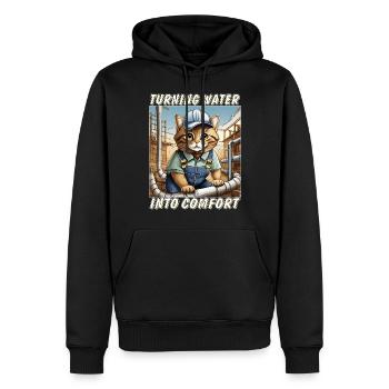 CAT INSTALLER l’eau en confort - Sweat à capuche Premium bio Homme - noir - Devant - Nico (187cm)