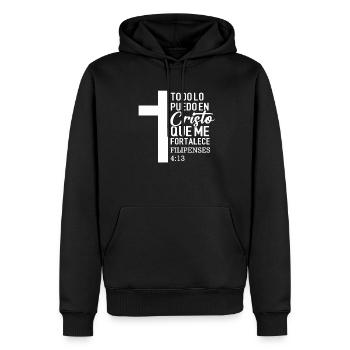 Todo Lo Puedo En Cristo bible verse Filipenses 4:1 - Männer Premium Bio Hoodie - Schwarz - Vorne - Nico (187cm)