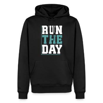 26. 2 Marathonläufer Lustiger Marathon Zitat - Männer Premium Bio Hoodie - Schwarz - Vorne - Nico (187cm)