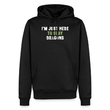 Je suis juste là pour tuer des dragons drôle - Sweat à capuche Premium bio Homme - noir - Devant - Nico (187cm)