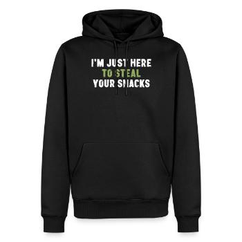 Je suis juste là pour voler vos collations Sarcasme - Sweat à capuche Premium bio Homme - noir - Devant - Nico (187cm)