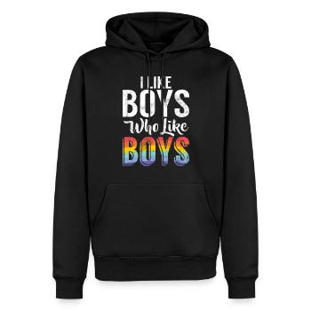 Gay Gifts - Männer Premium Bio Hoodie - Schwarz - Vorne - Nico (187cm)