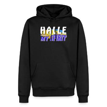 HALLE SAALE MON - Sweat à capuche Premium bio Homme - noir - Devant - Nico (187cm)