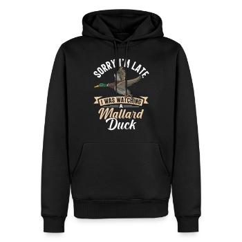 Canard colvert - Sweat à capuche Premium bio Homme - noir - Devant - Nico (187cm)
