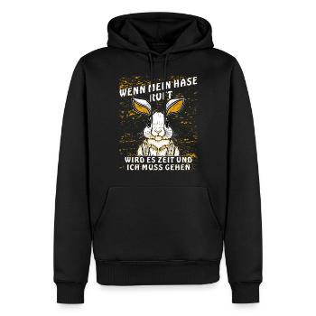 RABBIT CALLS TO GO - Men’s Premium Organic Hoodie - black - Front - Nico (187cm)