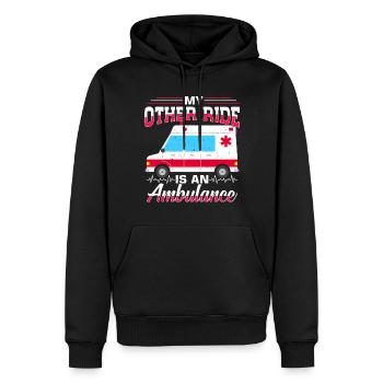 Ambulance infirmière - Sweat à capuche Premium bio Homme - noir - Devant - Nico (187cm)