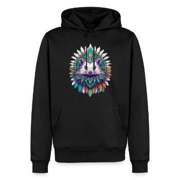 Hérisson Mandala puissance spirituelle Animal Design - Sweat à capuche Premium bio Homme - noir - Devant - Nico (187cm)