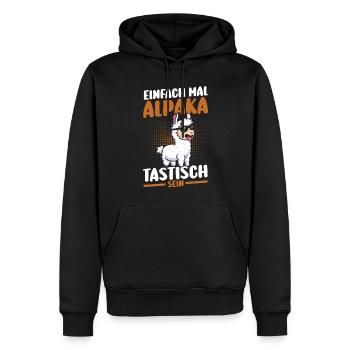 Alpaga - Sweat à capuche Premium bio Homme - noir - Devant - Nico (187cm)
