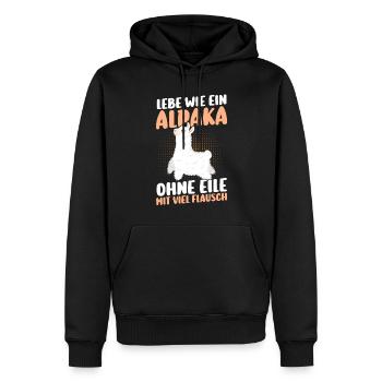 Alpaca - Men’s Premium Organic Hoodie - black - Front - Nico (187cm)