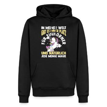 Licorne magique - Sweat à capuche Premium bio Homme - noir - Devant - Nico (187cm)