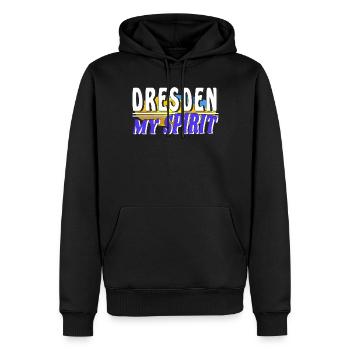 DRESDEN MY SPIRIT - Männer Premium Bio Hoodie - Schwarz - Vorne - Nico (187cm)