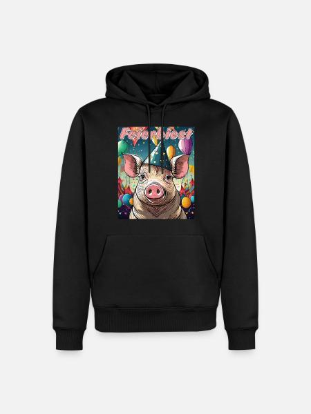 PIG CELEBRATION BEAST - Men’s Premium Organic Hoodie - black