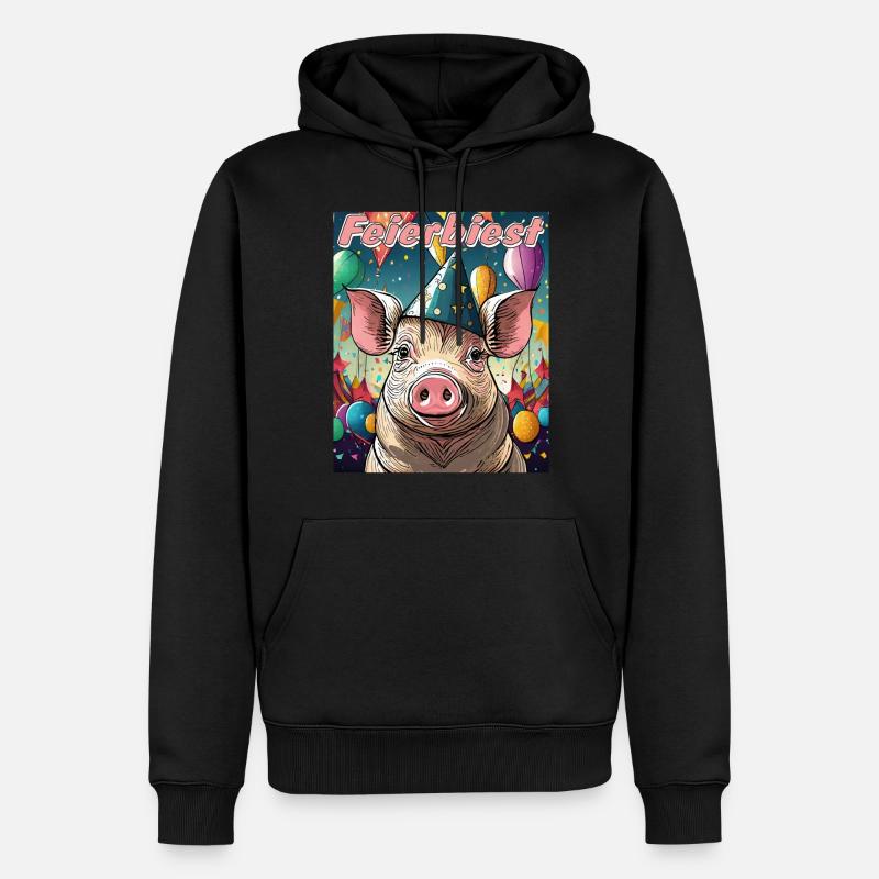 BÊTE DE CÉLÉBRATION DE COCHON - Sweat à capuche Premium bio Homme - noir