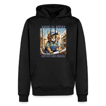 CAT INSTALLER - Men’s Premium Organic Hoodie - black - Front - Nico (187cm)