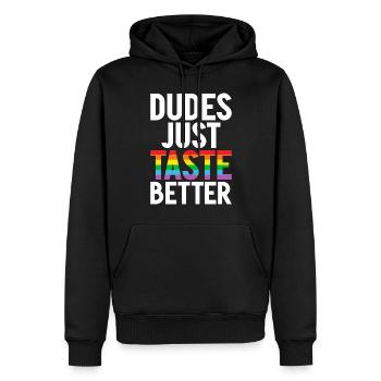 Gay Gifts - Männer Premium Bio Hoodie - Schwarz - Vorne - Nico (187cm)