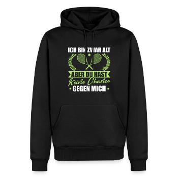 Tennis Papa Ich bin zwar alt Tennisspieler - Männer Premium Bio Hoodie - Schwarz - Vorne - Nico (187cm)