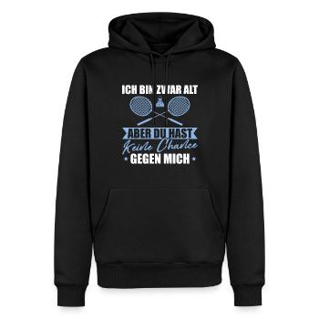 Badminton Papa Ich bin zwar alt Federball - Männer Premium Bio Hoodie - Schwarz - Vorne - Nico (187cm)