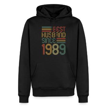 Meilleur mari depuis 1989 35e anniversaire de mariage - Sweat à capuche Premium bio Homme - noir - Devant - Nico (187cm)
