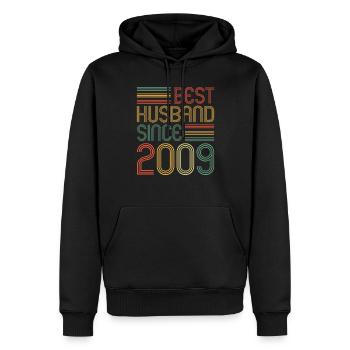 Meilleur mari depuis 2009 15e anniversaire de mariage - Sweat à capuche Premium bio Homme - noir - Devant - Nico (187cm)