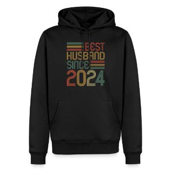 Meilleur mari depuis 2024 1er anniversaire de mariage - Sweat à capuche Premium bio Homme - noir - Devant - Nico (187cm)