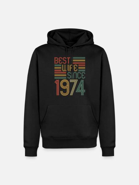 Best wife since 1974 50th wedding anniversary - Men’s Premium Organic Hoodie - black