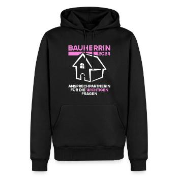 Personne de contact pour les questions importantes Client 2024 - Sweat à capuche Premium bio Homme - noir - Devant - Nico (187cm)