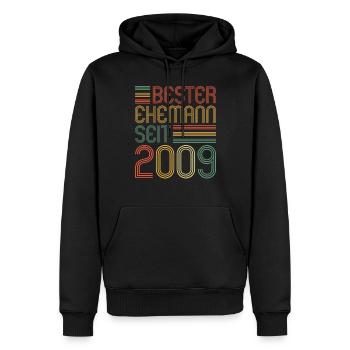 Meilleur mari depuis 2009 15e anniversaire de mariage - Sweat à capuche Premium bio Homme - noir - Devant - Nico (187cm)