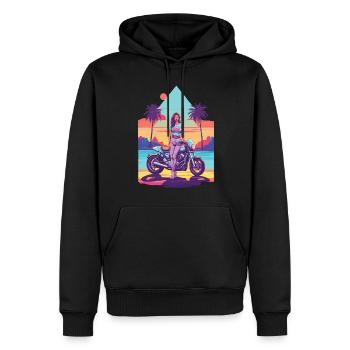 Vintage Motorrad Vaporwave Streetwear - Männer Premium Bio Hoodie - Schwarz - Vorne - Nico (187cm)