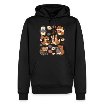 Donut: Capybara, Fuchs, Corgi, Otter, Pinguin - Männer Premium Bio Hoodie - Schwarz - Vorne - Nico (187cm)