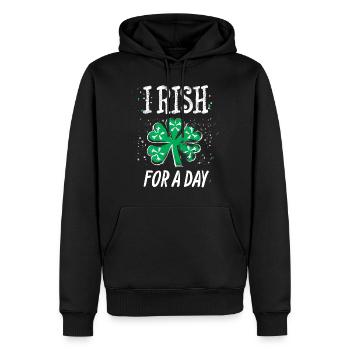 Irlandais Pour Un Jour St Patrick’s Day Shamrock Drôle - Sweat à capuche Premium bio Homme - noir - Devant - Nico (187cm)