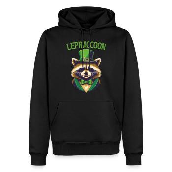 Lepraccoon Saint Patrick Waschbär Kobold Irisch - Männer Premium Bio Hoodie - Schwarz - Vorne - Nico (187cm)
