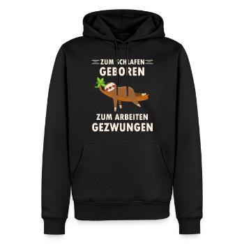 Zum schlafen geboren ein schlafender Faultier - Männer Premium Bio Hoodie - Schwarz - Vorne - Nico (187cm)
