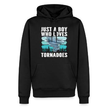 Drôle Tornade Hurricane Weather Chaser - Sweat à capuche Premium bio Homme - noir - Devant - Nico (187cm)