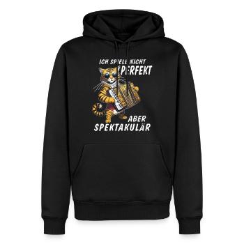 ACCORDÉON CHAT JOUANT PAS PARFAIT MAIS SPECK - Sweat à capuche Premium bio Homme - noir - Devant - Nico (187cm)