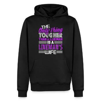 Lineman Lineman's Wife Is Tougher - Men’s Premium Organic Hoodie - black - Front - Nico (187cm)