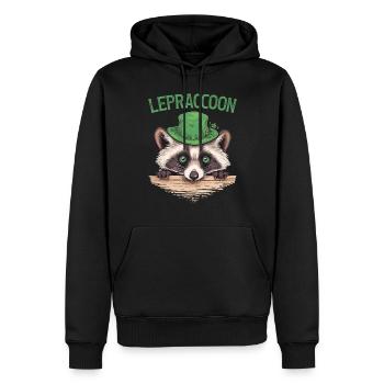 Lepraccoon Kobold Waschbär Saint Patrick Irisch - Männer Premium Bio Hoodie - Schwarz - Vorne - Nico (187cm)