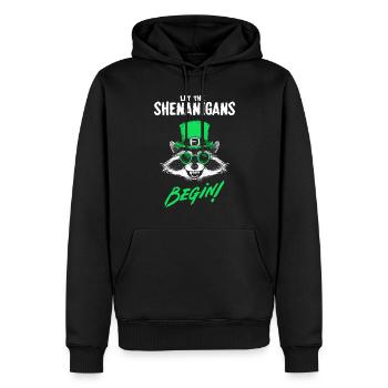 Que les manigances commencent ! Raton laveur irlandais - Sweat à capuche Premium bio Homme - noir - Devant - Nico (187cm)