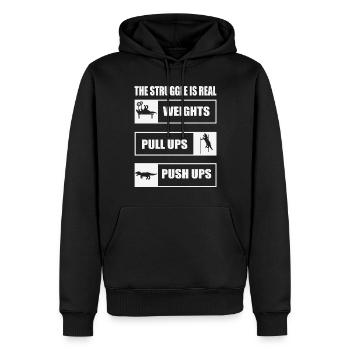 Der Kampf Ist Ein Echtes T-Rex Dinosaurier Fitness - Männer Premium Bio Hoodie - Schwarz - Vorne - Nico (187cm)