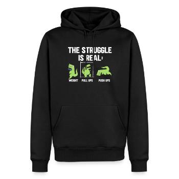 Der Kampf Ist Ein Echtes T-Rex Dinosaurier Fitness - Männer Premium Bio Hoodie - Schwarz - Vorne - Nico (187cm)