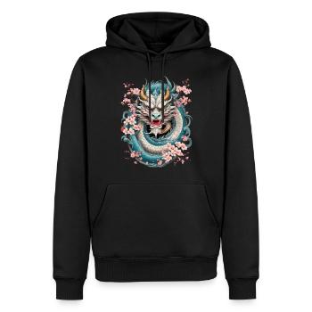 Esthétique du tatouage d’image de dragon japonais - Sweat à capuche Premium bio Homme - noir - Devant - Nico (187cm)