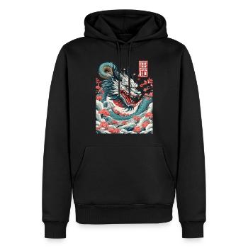 Tatouage de dragon japonais streetwear esthétique - Sweat à capuche Premium bio Homme - noir - Devant - Nico (187cm)