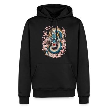 Design de dragon japonais streetwear esthétique - Sweat à capuche Premium bio Homme - noir - Devant - Nico (187cm)
