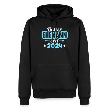 Meilleur mari depuis 2024 1er anniversaire de mariage - Sweat à capuche Premium bio Homme - noir - Devant - Nico (187cm)
